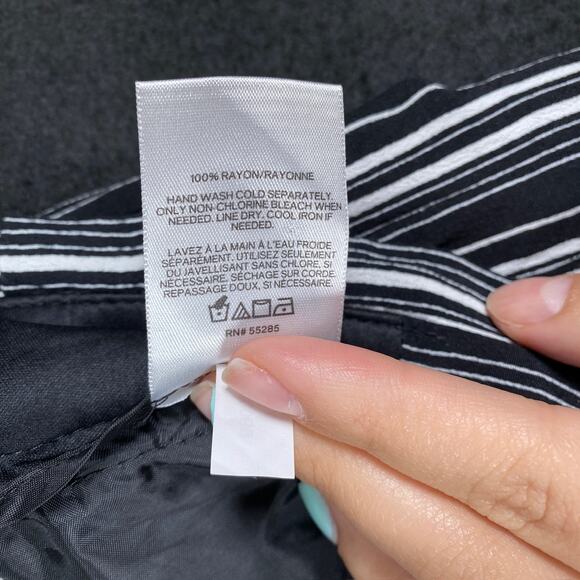 Express Womens Pants Black White Striped Wide Leg High Rise Belted Flowy 2R - Picture 6 of 13